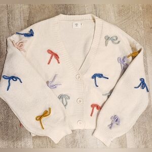 Luna Ivy Cream Cardigan with Colorful Bow Details